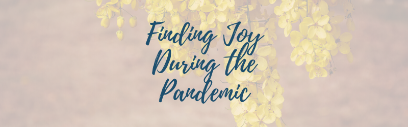 Yellow flowers with "Finding Joy During the Pandemic"